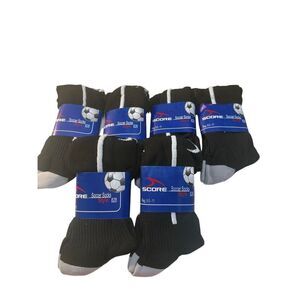 SCORE 6 Pair Men’s Soccer Socks Style 828, black/white/grey Regular (8.5-11) New